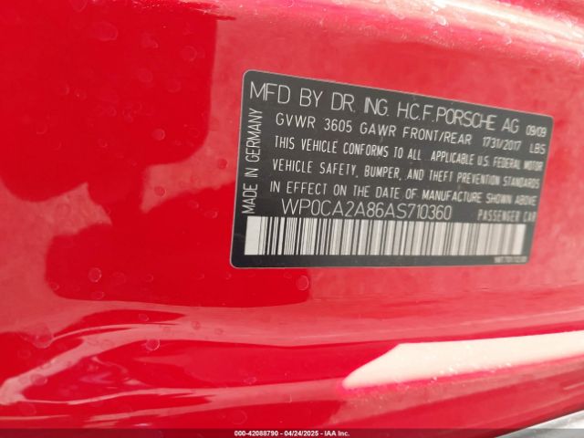 2010 PORSCHE BOXSTER WP0CA2A86AS710360 Photo 8