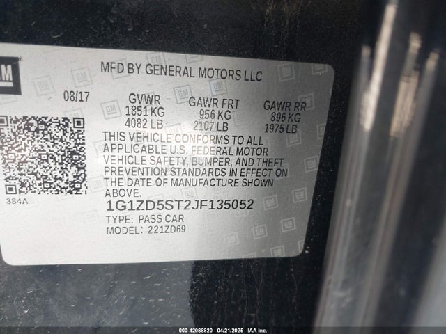 1G1ZD5ST2JF135052 Chevrolet MALIBU LT