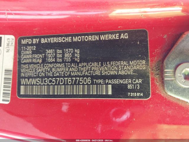 2013 MINI HARDTOP WMWSU3C57DT677506 Photo 8