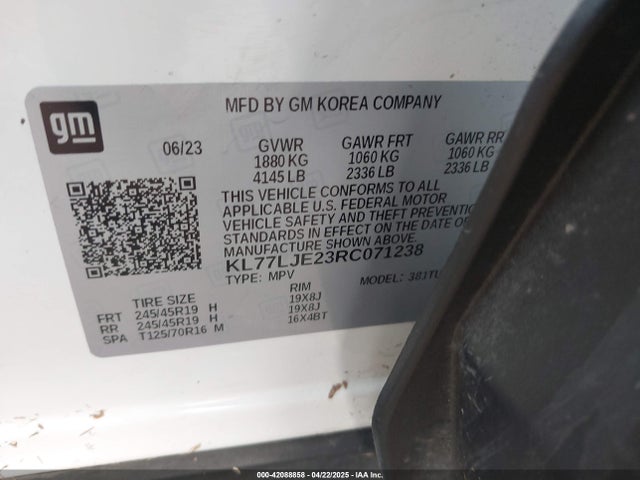 KL77LJE23RC071238 Chevrolet Trax Fwd 2rs
