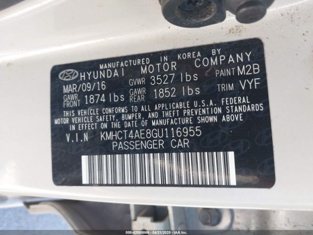 KMHCT4AE8GU116955 Hyundai ACCENT SE