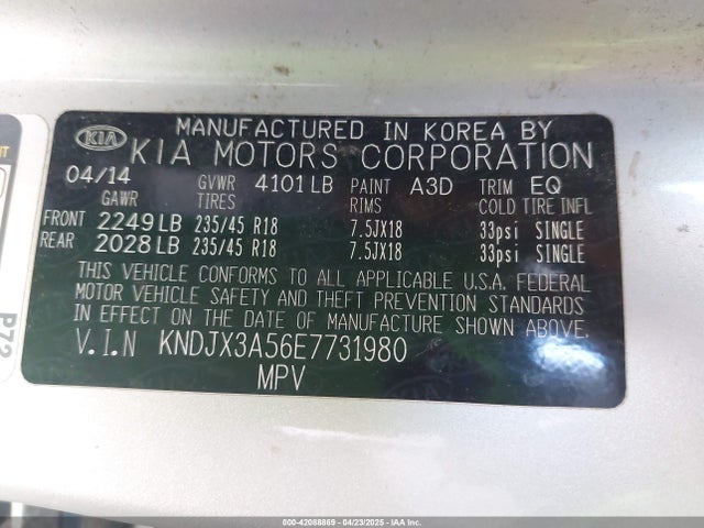 KNDJX3A56E7731980 KIA dohc gdi nu
