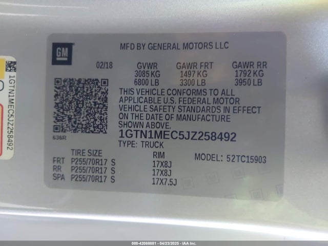 1GTN1MEC5JZ258492 GMC Sierra 1500 Sle