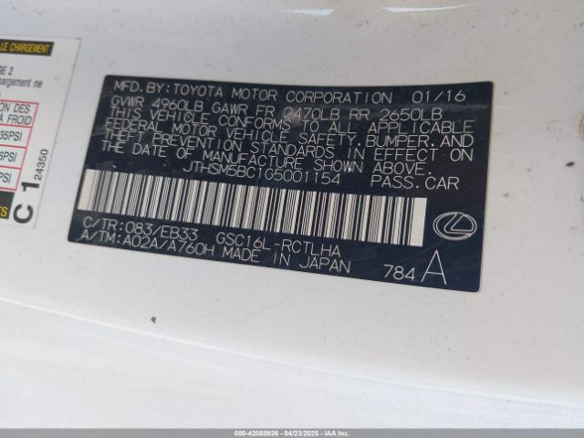 JTHSM5BC1G5001154 Lexus RC 300