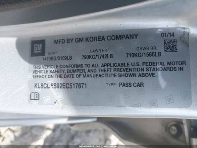 KL8CD6S92EC517671 Chevrolet Spark 1lt Auto
