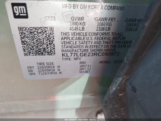 KL77LGE23RC090973 Chevrolet Trax Fwd 1rs