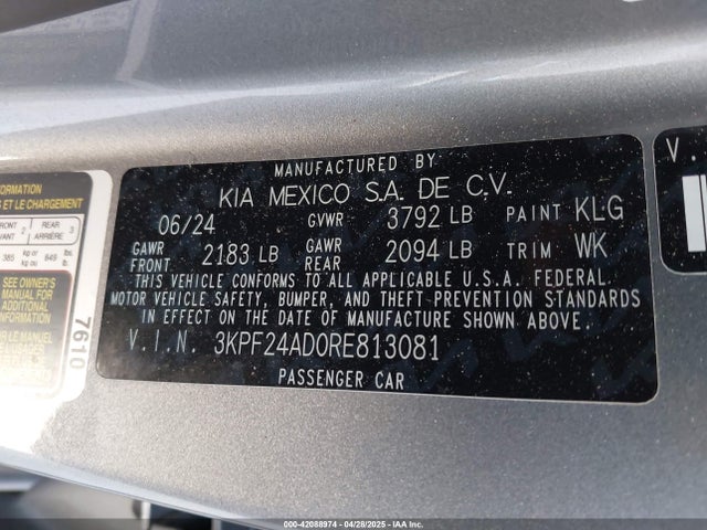 3KPF24AD0RE813081 KIA Forte Lxs
