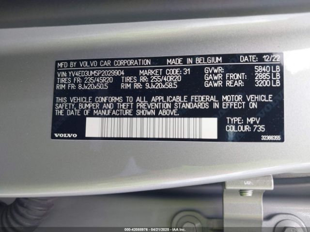 2023 VOLVO XC40 RECHARGE PURE ELECTRIC YV4ED3UM5P2029904 Photo 8