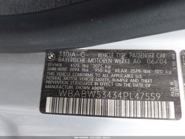 2004 BMW 330CI WBABW53434PL47559 Photo 8