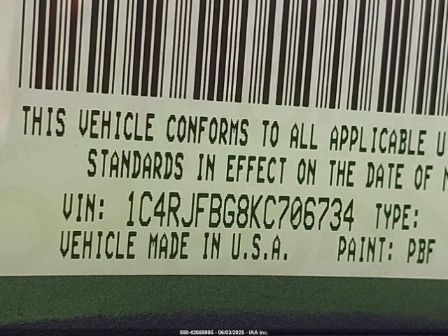2019 JEEP GRAND CHEROKEE 1C4RJFBG8KC706734 Photo 8