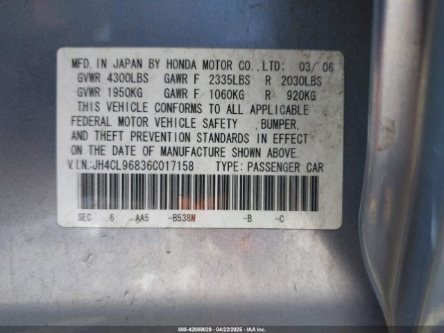 2006 ACURA TSX JH4CL96836C017158 Photo 8