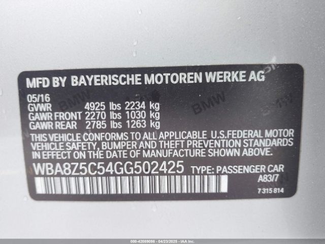 WBA8Z5C54GG502425 BMW 328i Gran Turismo Xdrive