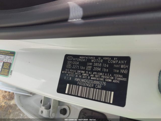 KMHLM4DG2SU886376 Hyundai Elantra Sel Sport