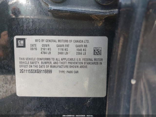 2G1115S3XG9116899 Chevrolet Impala 2lt
