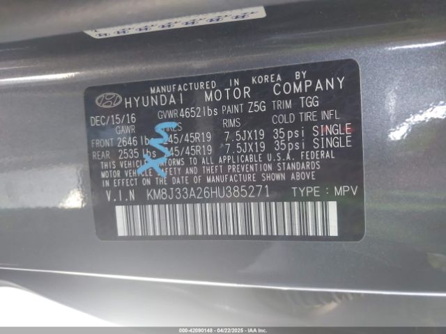 KM8J33A26HU385271 Hyundai Tucson Sport
