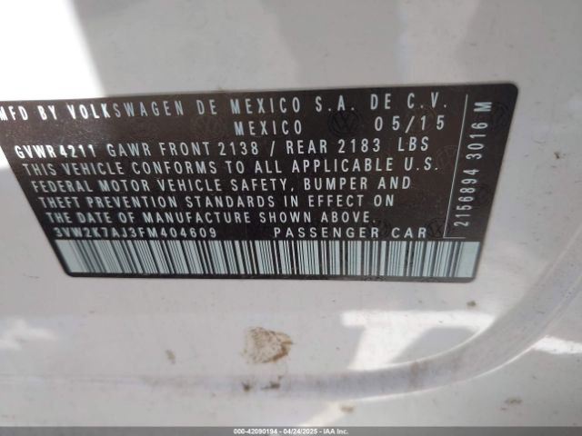 3VW2K7AJ3FM404609 Volkswagen Jetta 2.0l S