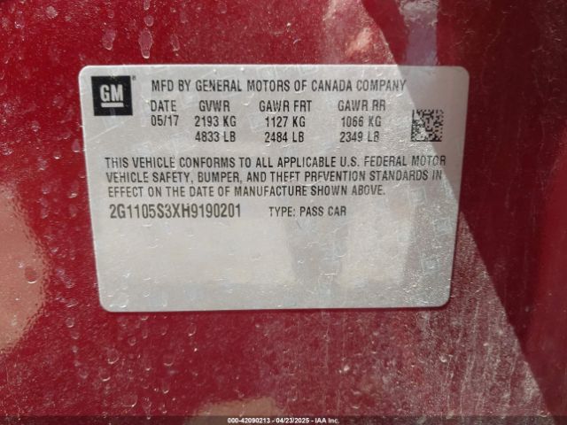 2G1105S3XH9190201 Chevrolet IMPALA 1LT