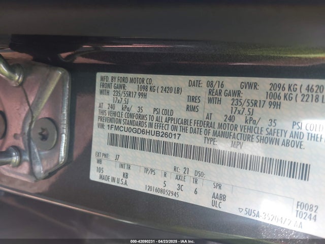 Ford ESCAPE SE 2017 1FMCU0GD6HUB26017 Image 9