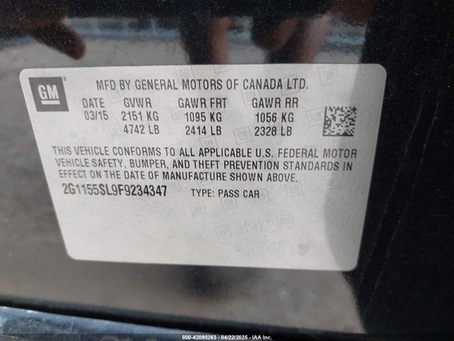Chevrolet Impala 1lz 2015 2G1155SL9F9234347 Image 9