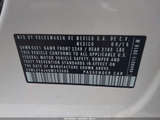 3VWL07AJ4GM243585 Volkswagen Jetta 1.8t Sel