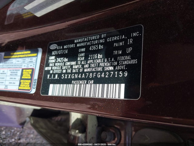 KIA OPTIMA EX 2015 5XXGN4A78FG427159 Image 9