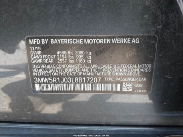 3MW5R1J03L8B17207 BMW 330I