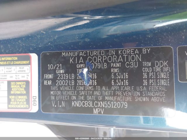 KNDCB3LCXN5512079 KIA NIRO LX