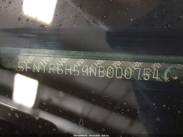 5FNYF6H59NB000754 Honda Pilot Awd Ex-l