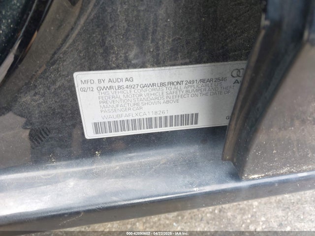 2012 AUDI A4 WAUBFAFLXCA118261 Photo 8