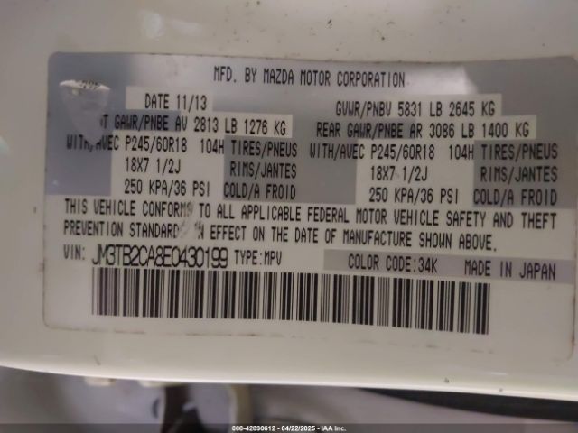 JM3TB2CA8E0430199 Mazda Cx-9 Touring