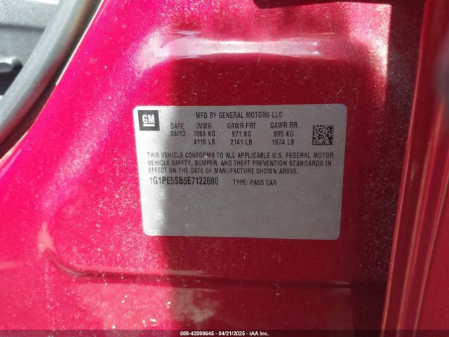 1G1PE5SB5E7122680 Chevrolet Cruze 2lt Auto