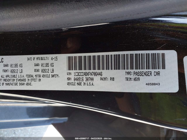 Chrysler 200 Limited 2015 1C3CCCABXFN706446 Image 9