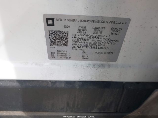 3GNAXTEV2MS119115 Chevrolet Equinox Awd 2fl