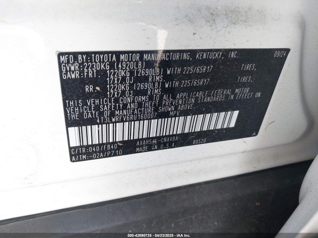 4T3LWRFV6RU160007 Toyota Rav4 Hybrid Le