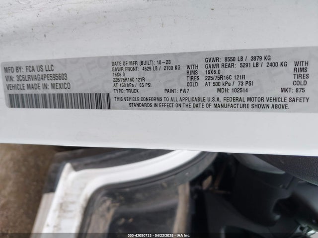 3C6LRVAG4PE595603 RAM Promaster 1500 Low Roof 136 Wb