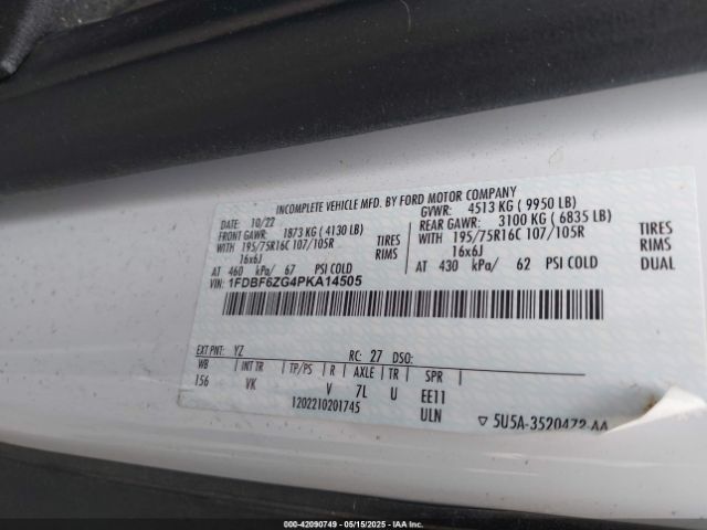 1FDBF6ZG4PKA14505 Ford Transit-350 Cab