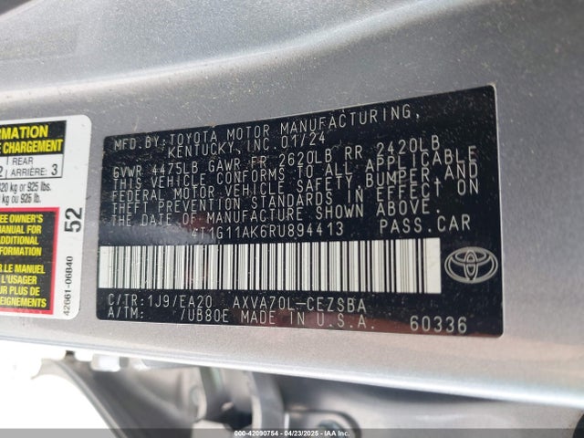 4T1G11AK6RU894413 Toyota CAMRY SE