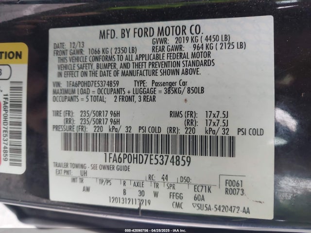 Ford FUSION SE 2014 1FA6P0HD7E5374859 Image 9