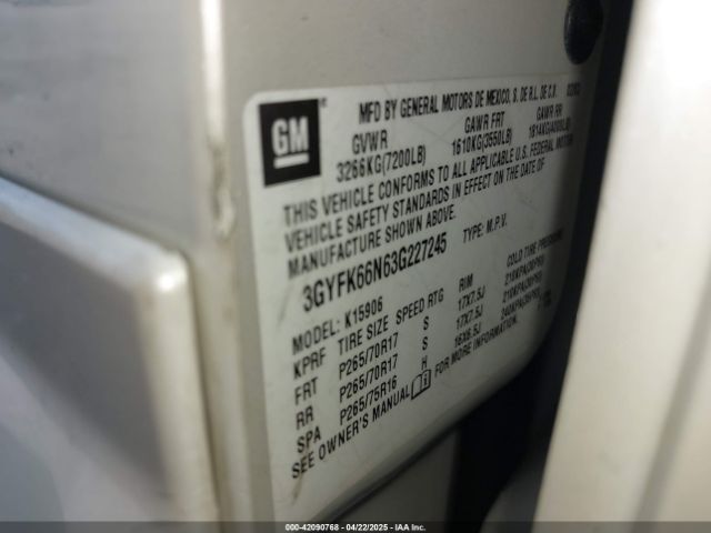 2003 CADILLAC ESCALADE ESV 3GYFK66N63G227245 Photo 8