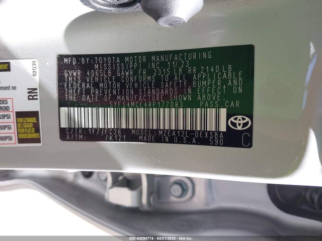 Toyota COROLLA SE 2024 5YFS4MCE4RP177083 Image 9