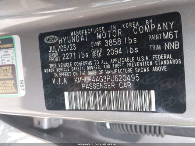 KMHLP4AG3PU620495 Hyundai Elantra Limited