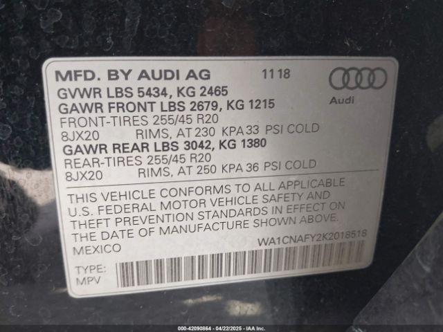WA1CNAFY2K2018518 Audi Q5 45 Premium