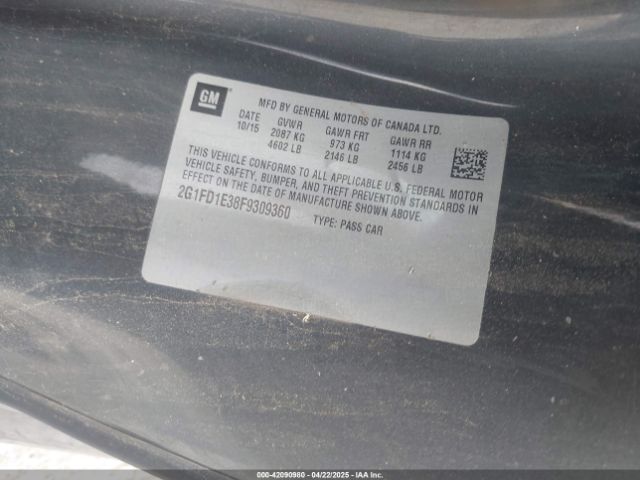 2G1FD1E38F9309360 Chevrolet Camaro 1lt