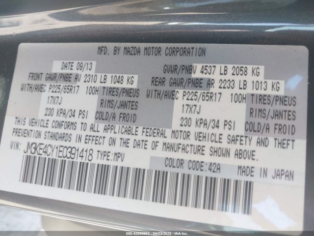 JM3KE4CY1E0391418 Mazda Cx-5 Touring