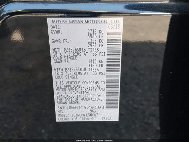 5N1DL0MM4JC529193 Infiniti QX60