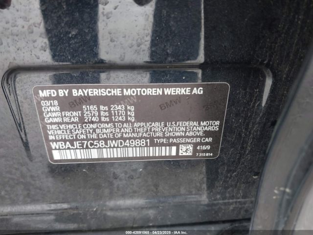 WBAJE7C58JWD49881 BMW 2018