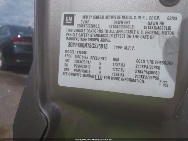 2003 CADILLAC ESCALADE ESV 3GYFK66N73G225813 Photo 8