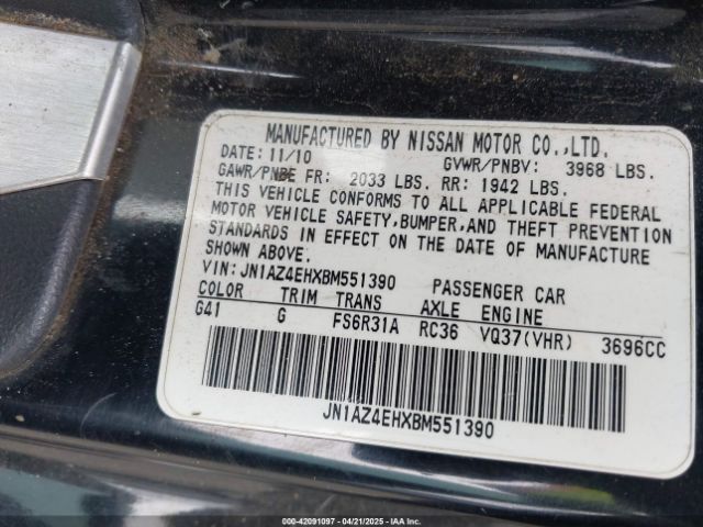 2011 NISSAN 370Z JN1AZ4EHXBM551390 Photo 8