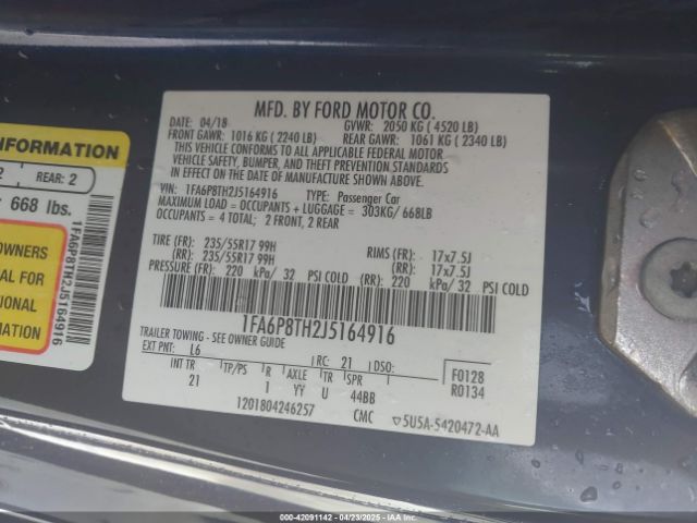 1FA6P8TH2J5164916 Ford Mustang Ecoboost