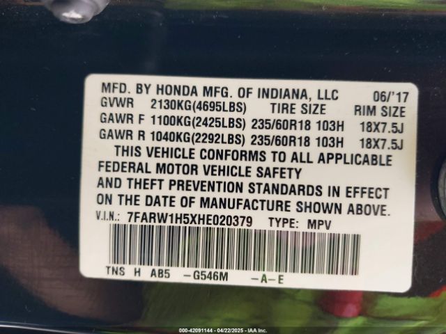 7FARW1H5XHE020379 Honda CR-V EX